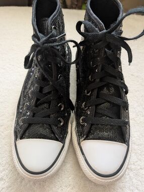 Converse Black Sequin High-Top Sneakers